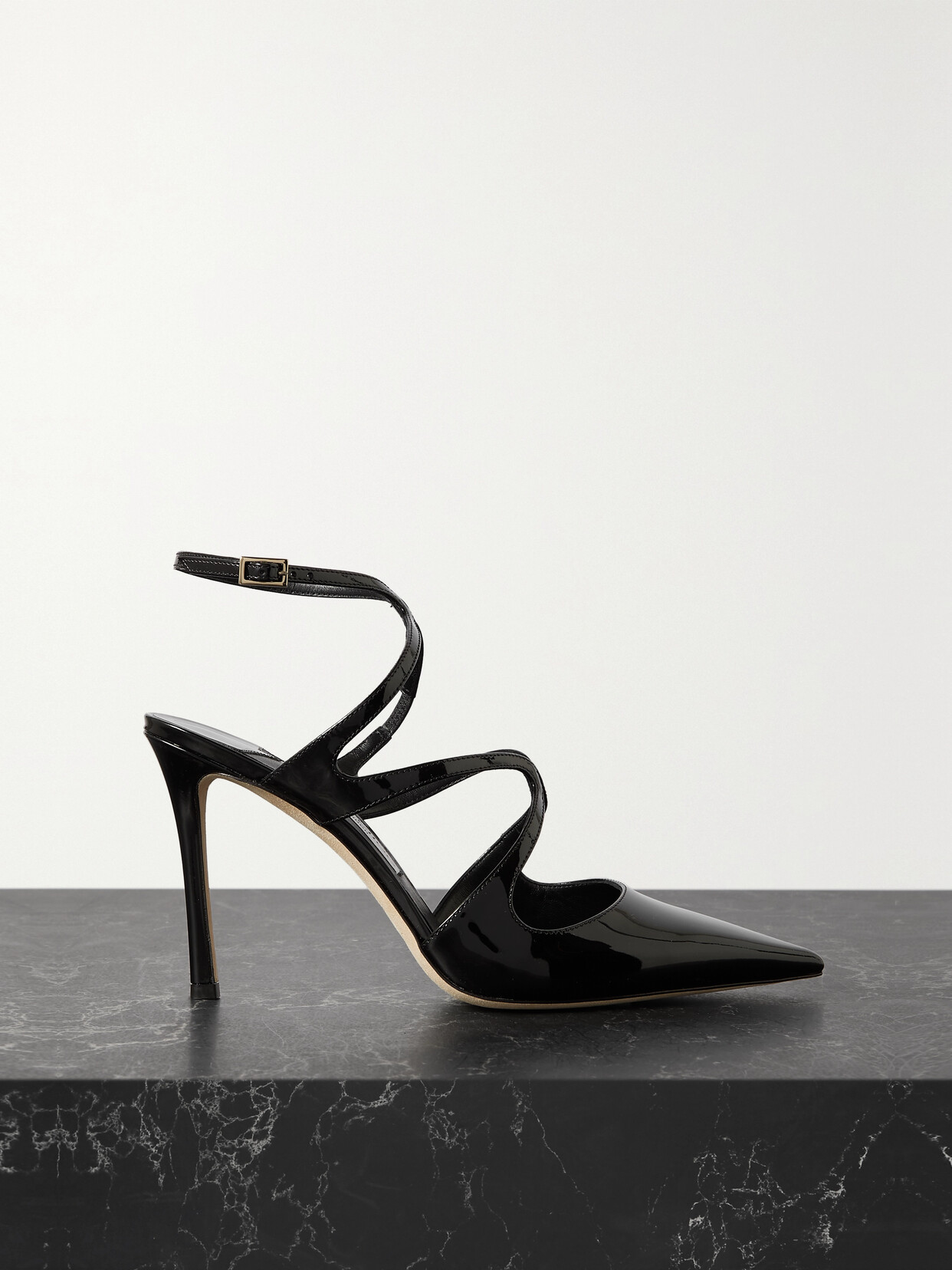 Shop Jimmy Choo Azia 95 Patent-leather Pumps In Black