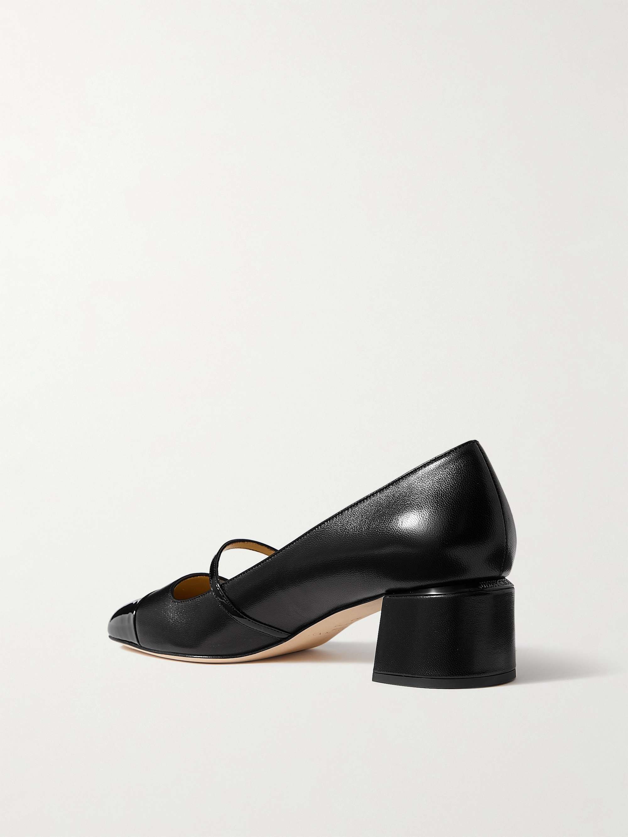 JIMMY CHOO Elisa 45 embellished glittered patent leather Mary Jane pumps