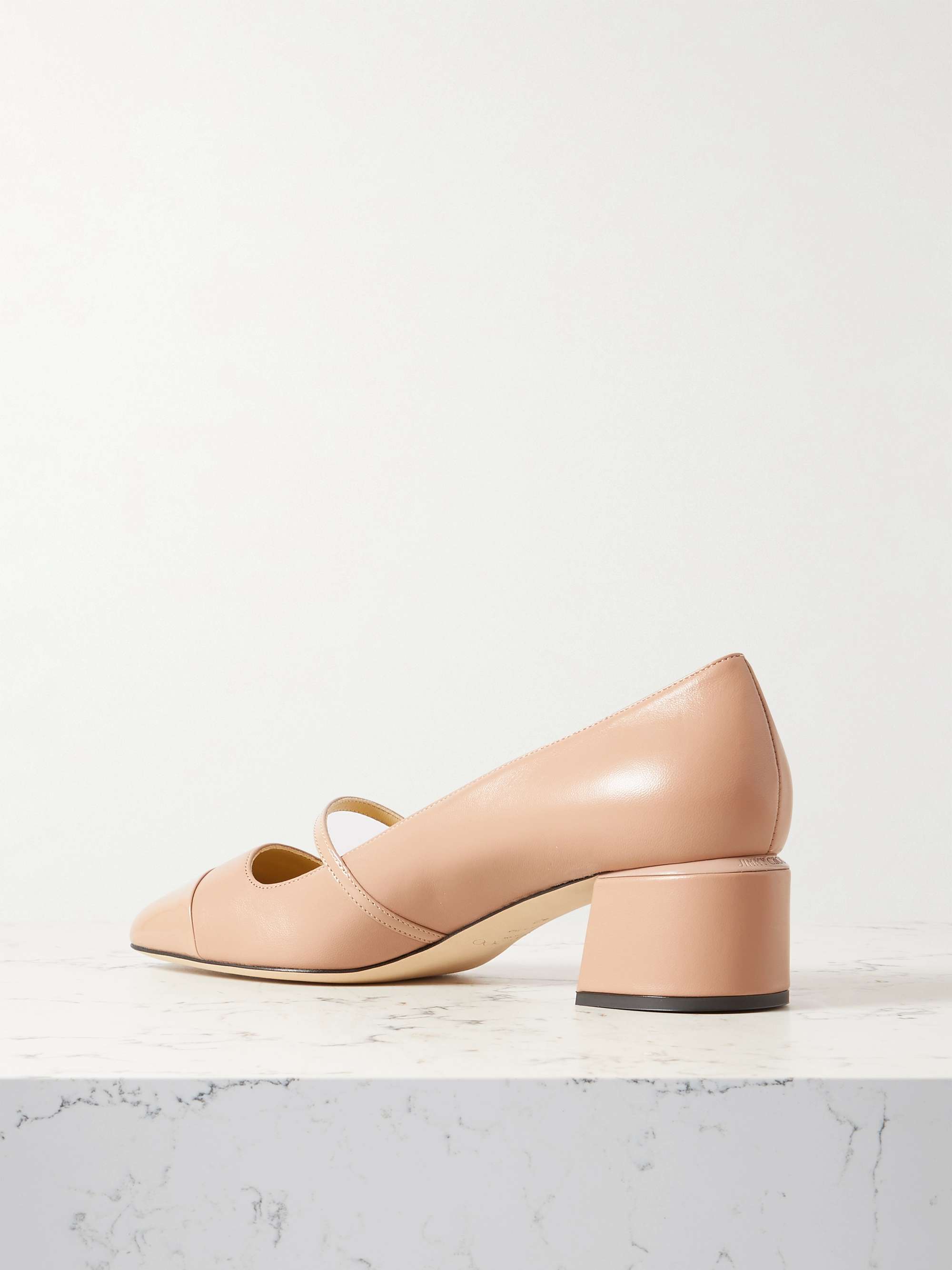 JIMMY CHOO Elisa 45 embellished glittered patent leather Mary Jane pumps