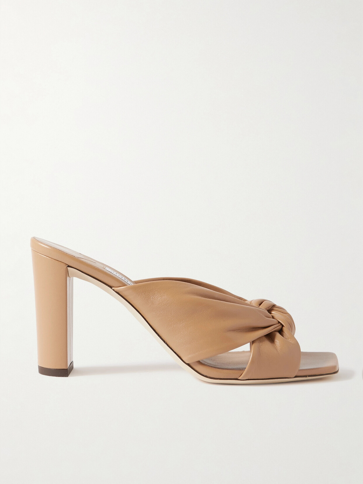 Shop Jimmy Choo Avenue 85 Knotted Leather Mules In Neutrals