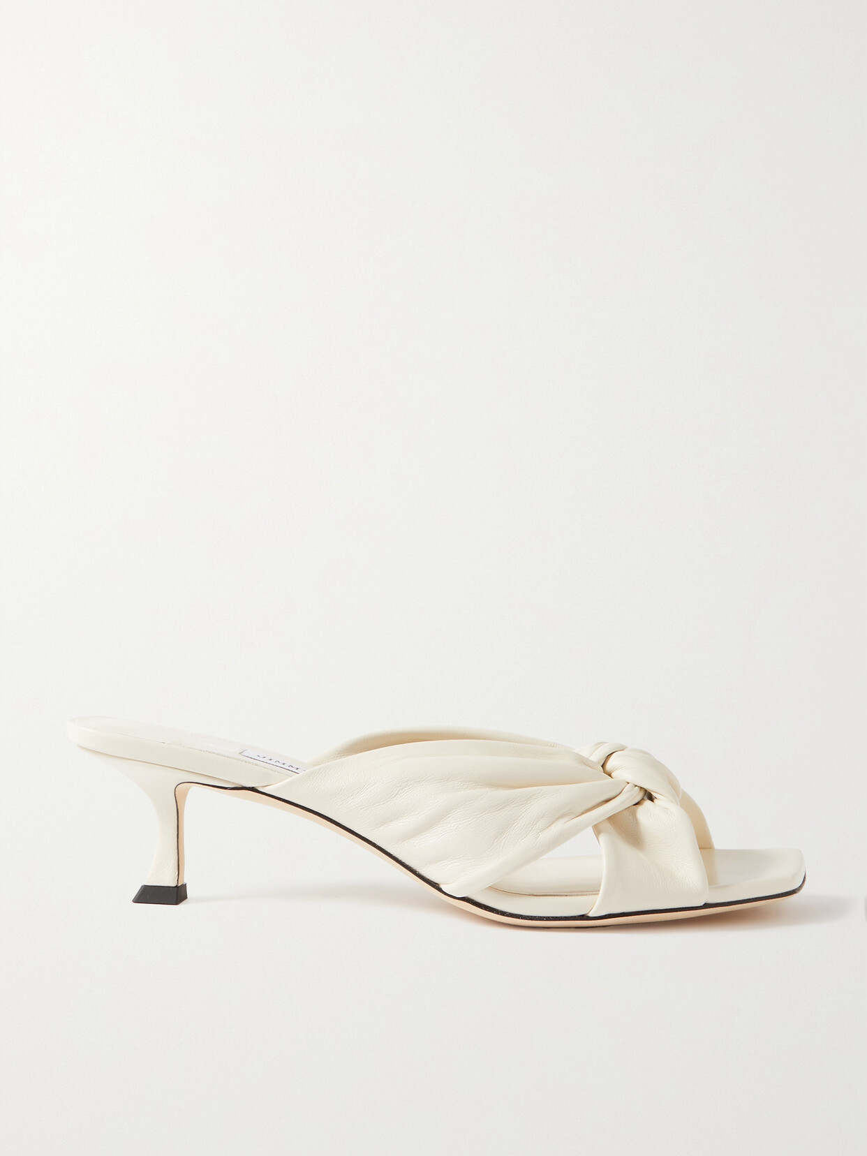 Shop Jimmy Choo Avenue 50 Knotted Leather Mules In Off-white