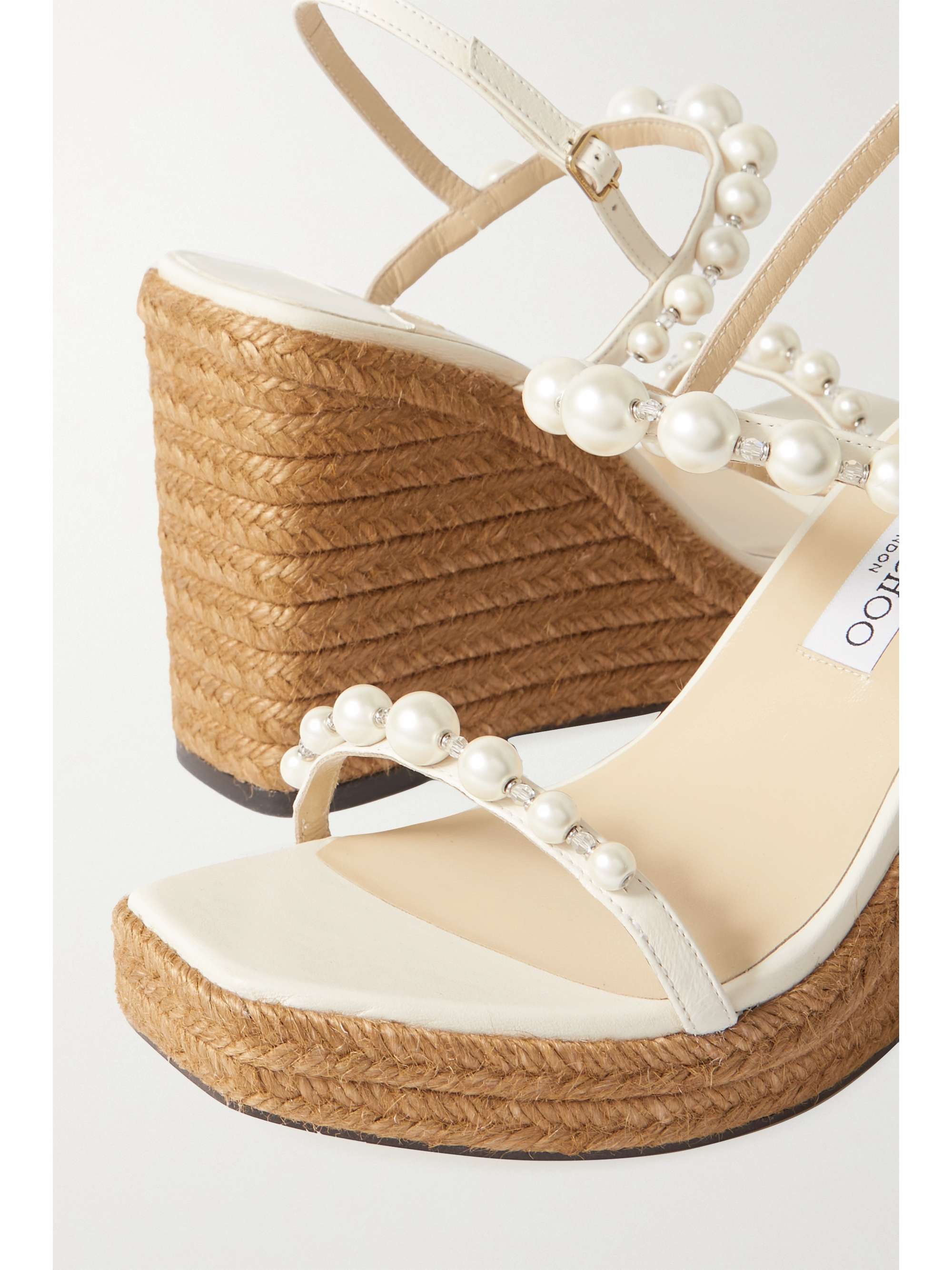 JIMMY CHOO Amatuus 110 embellished leather espadrille wedge sandals ...