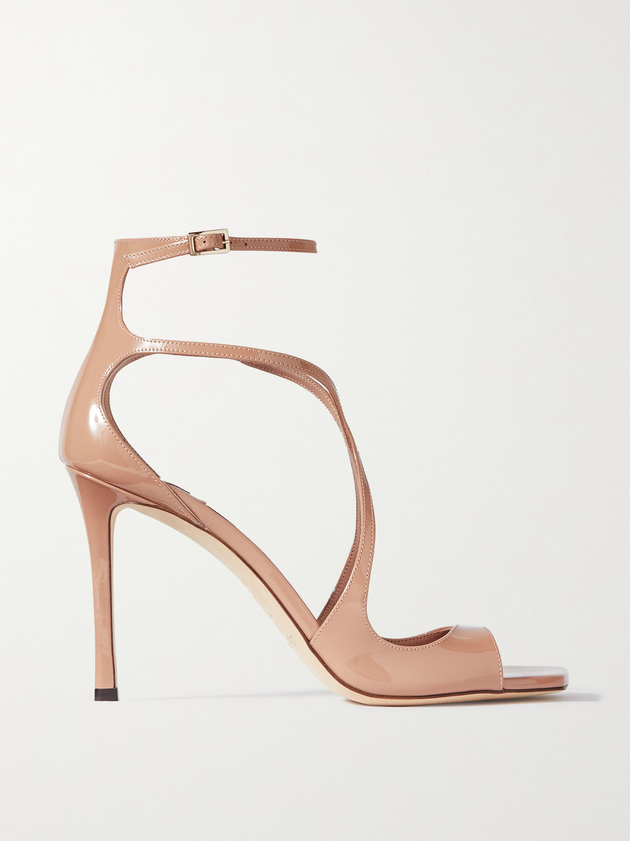 Jimmy Choo - Azia 95 Patent-leather Sandals - Neutrals