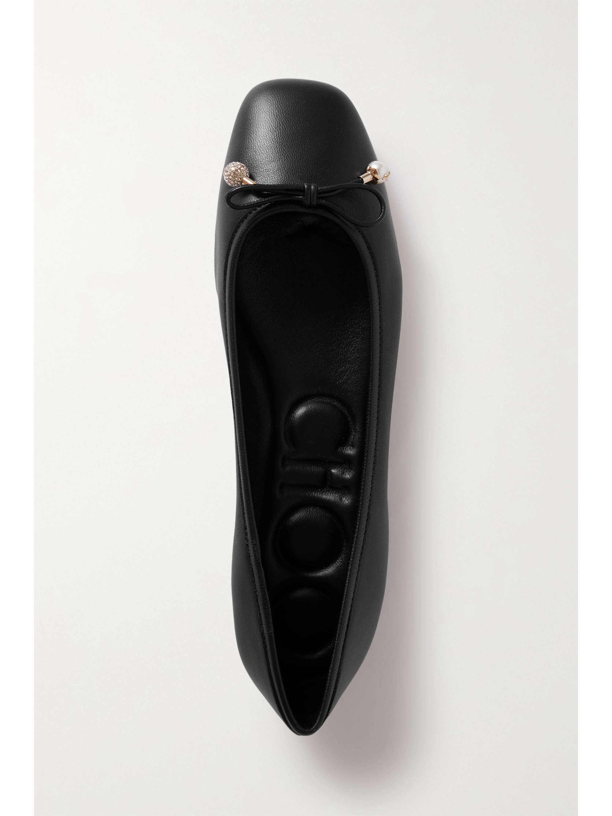 JIMMY CHOO Elme embellished leather ballet flats