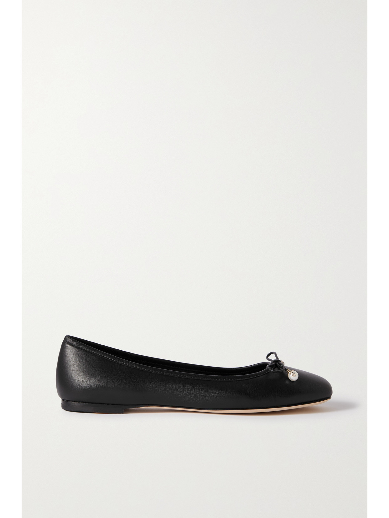 Jimmy Choo Elme Leather Bow Ballerina Flats In Black
