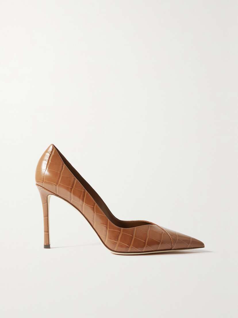 Jimmy Choo Cass 95 Croc-effect Leather Pumps