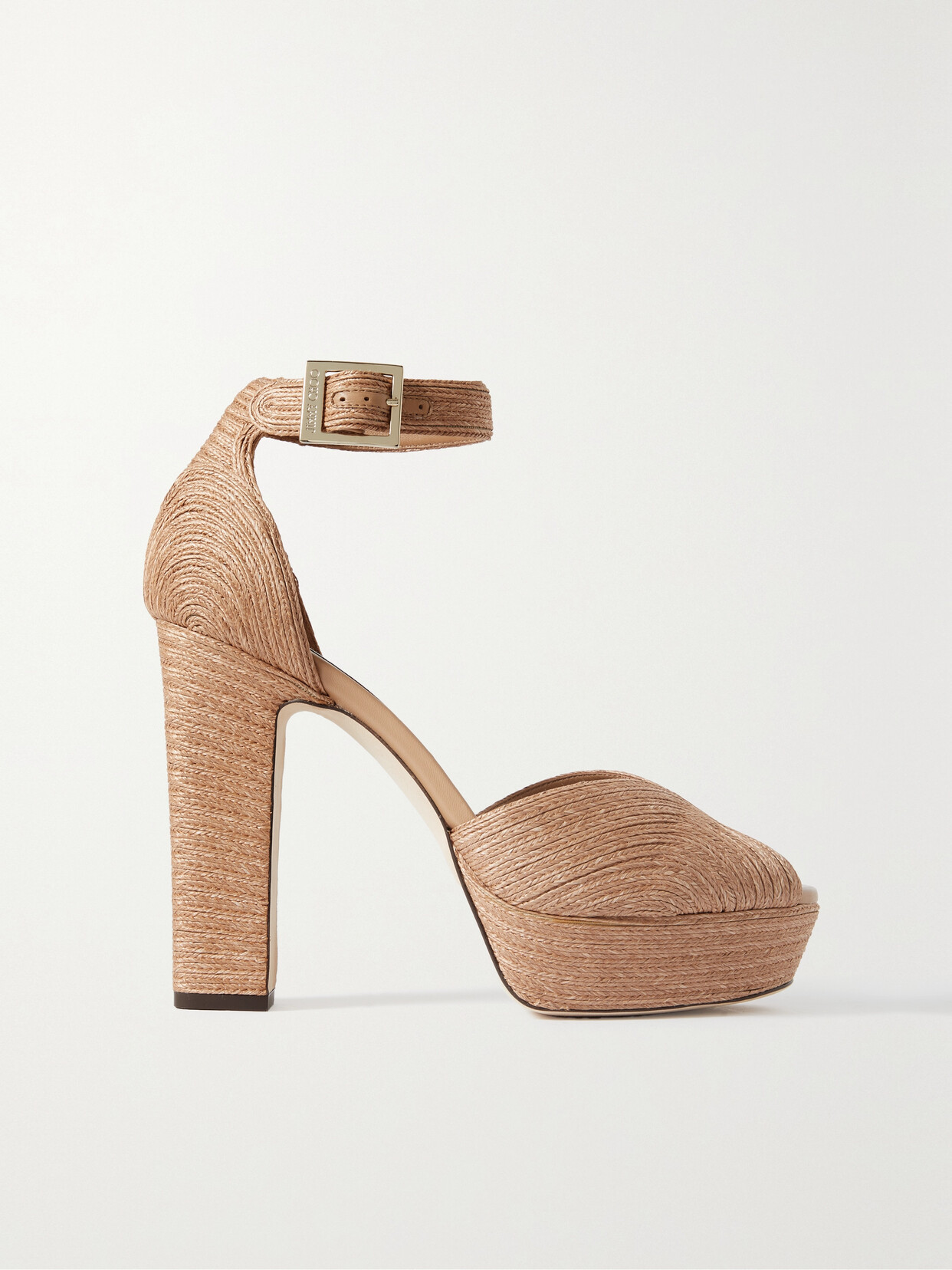 Jimmy Choo Delilah 120 Raffia Platform Sandals - Neutrals