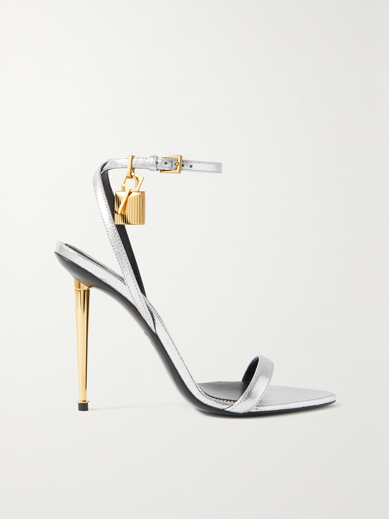 TOM FORD Padlock Metallic Leather Sandals