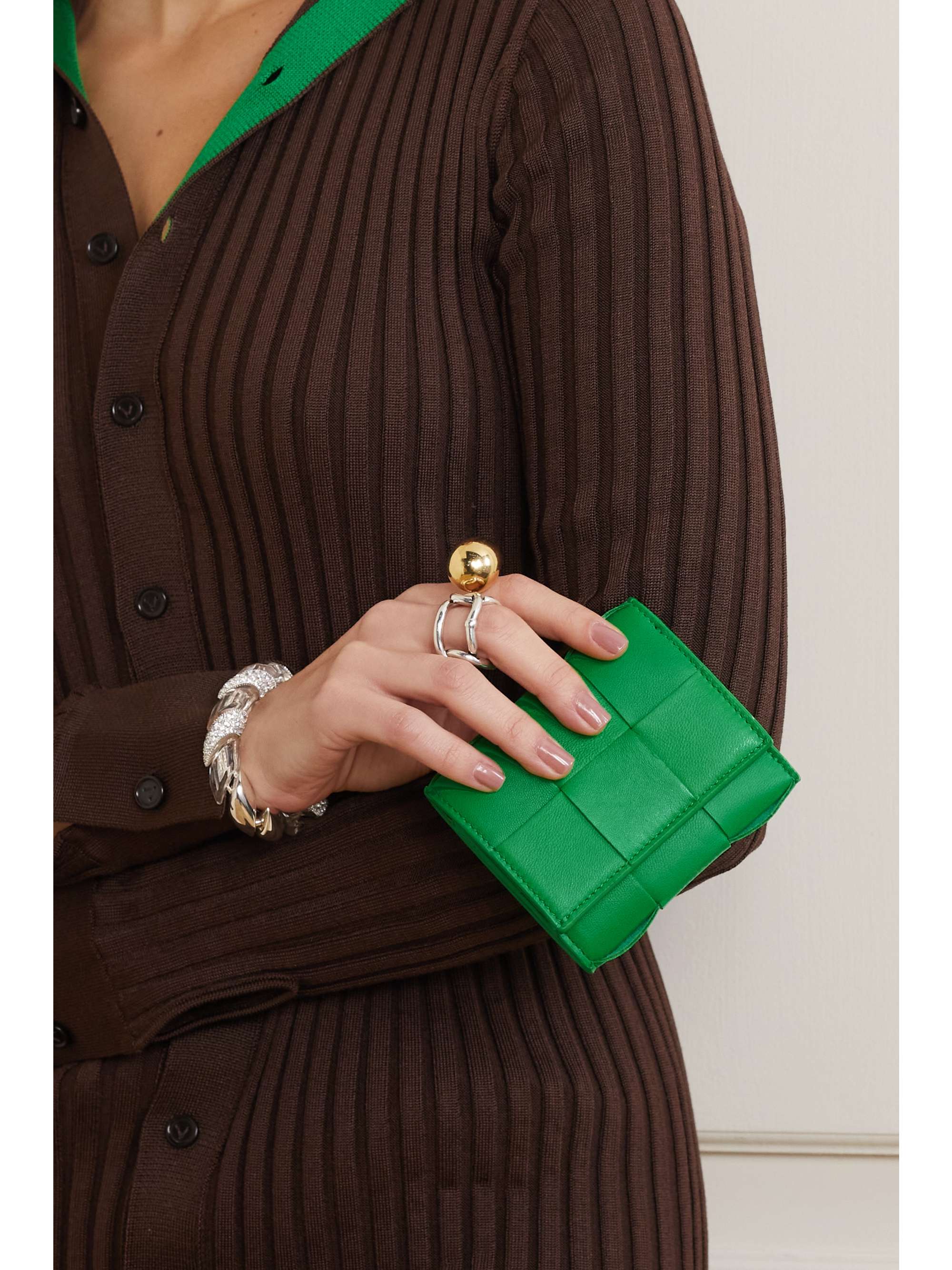 Intrecciato leather wallet - green - One Size