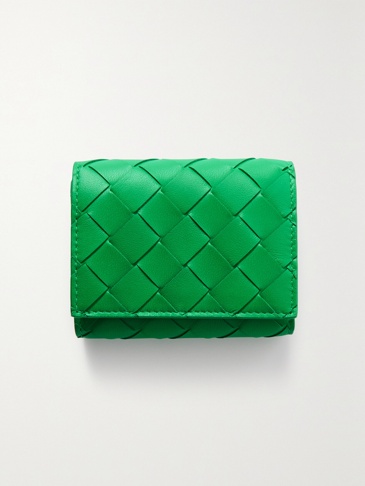 Bottega Veneta Intrecciato Leather Wallet In Green