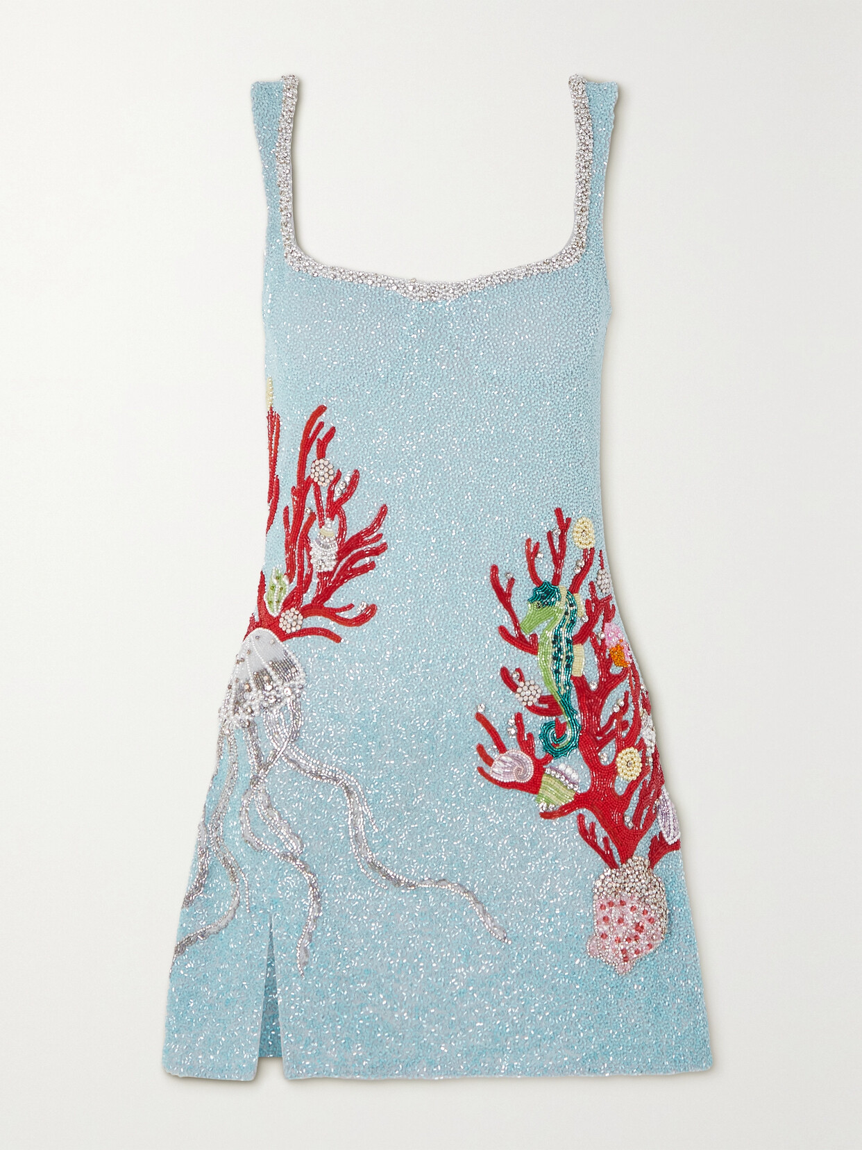 CLIO PEPPIATT INTO THE OCEAN EMBELLISHED STRETCH-MESH MINI DRESS