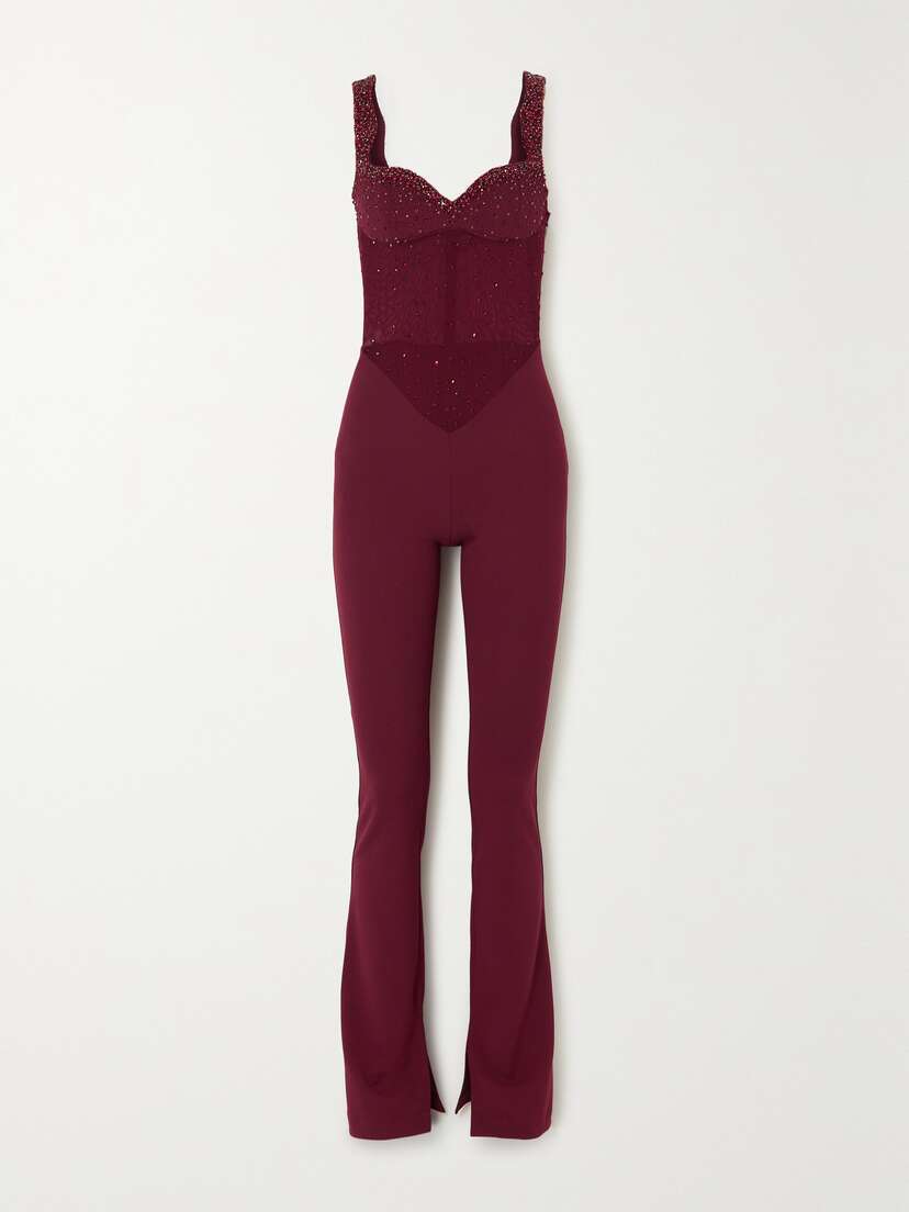 Clio Peppiatt + The Vanguard Anemone Embellished Tulle-trimmed Stretch-crepe Jumpsuit
