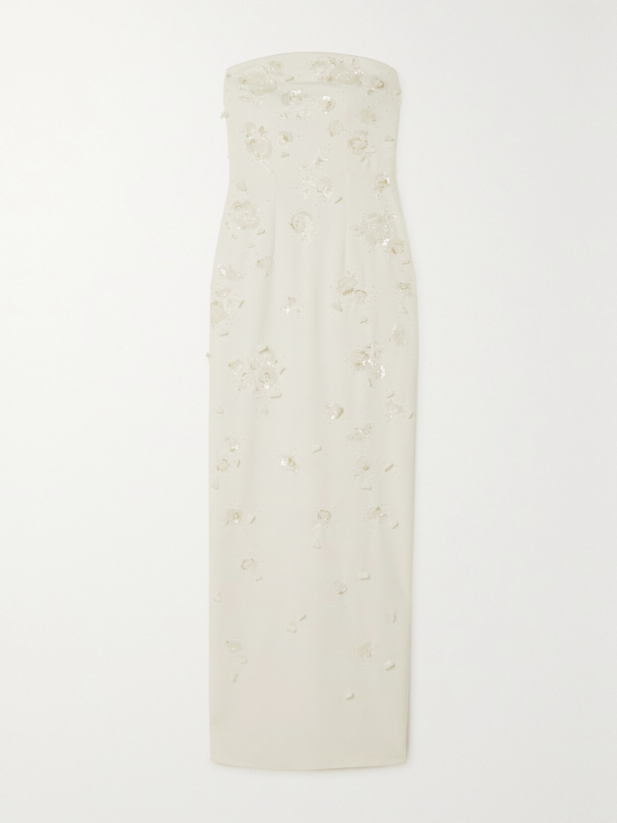 Clio Peppiatt Strapless Embellished Stretch-crepe Gown In Ivory