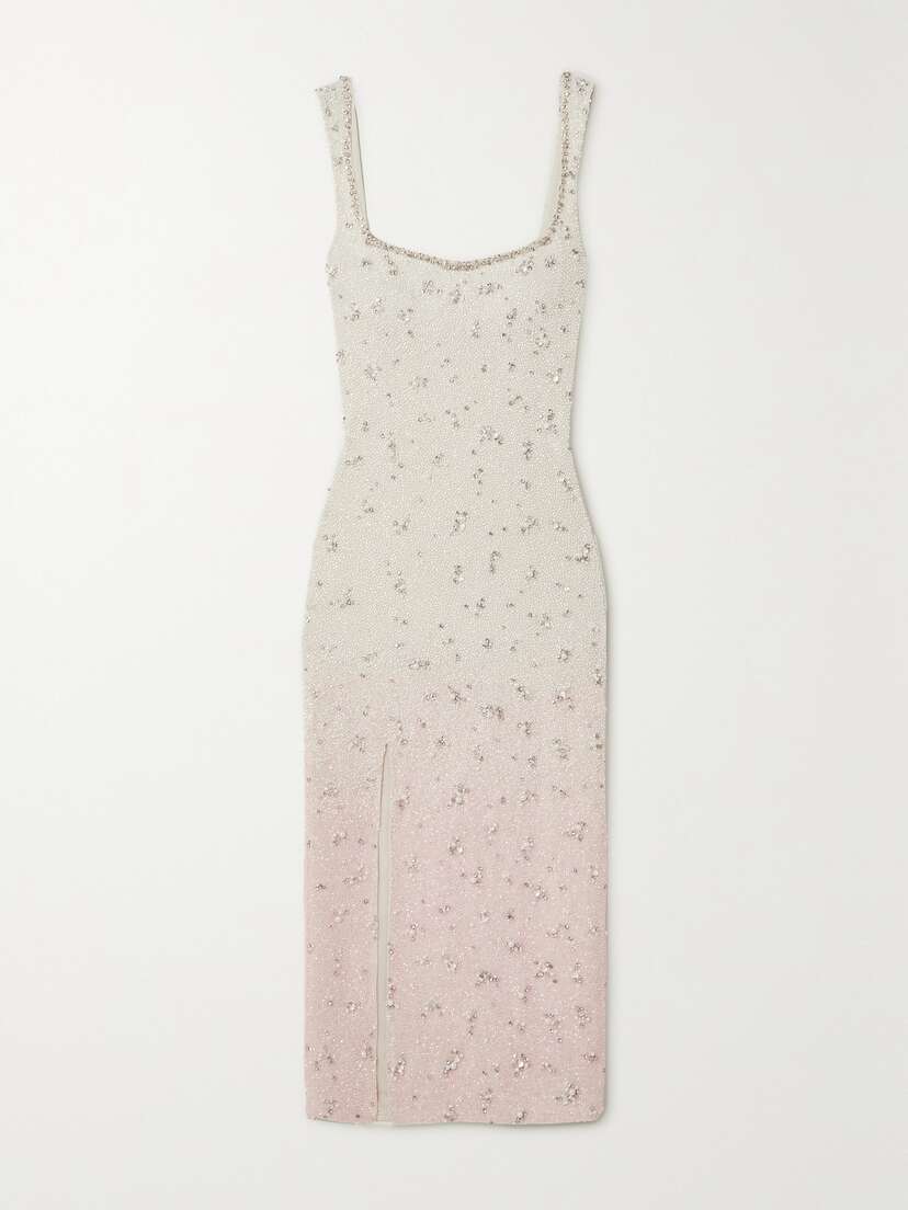 Clio Peppiatt Embellished Stretch-tulle Midi Dress