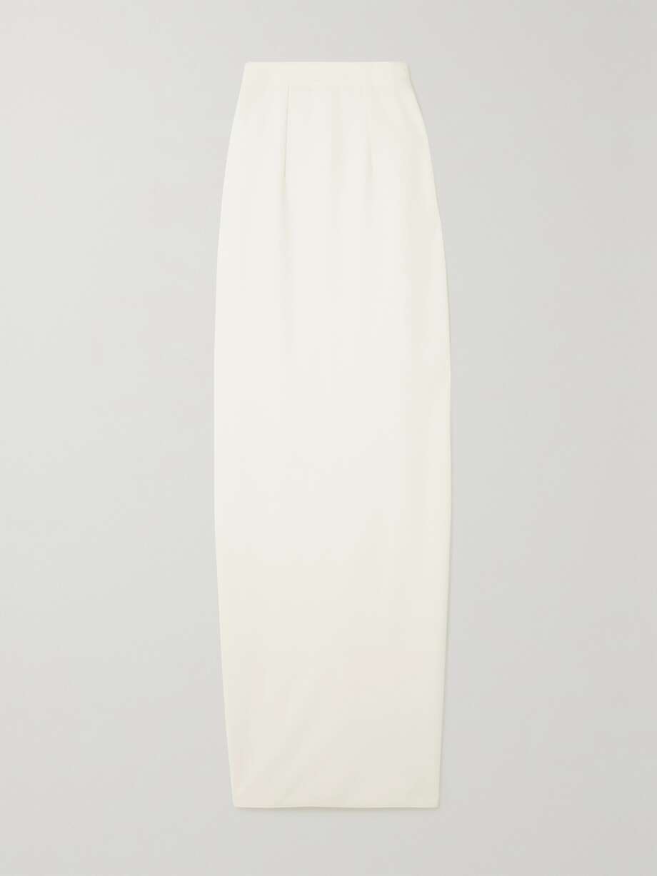 CDG Pleated Maxi Skirt - Charcoal Crepe Silk