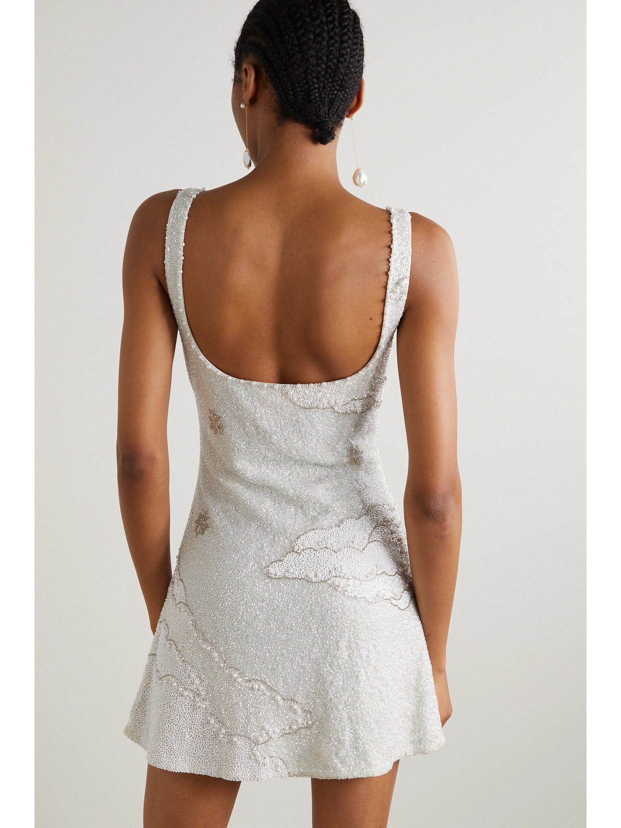 Clio Peppiatt Lucina Embellished Stretch-mesh Mini Dress In Ivory