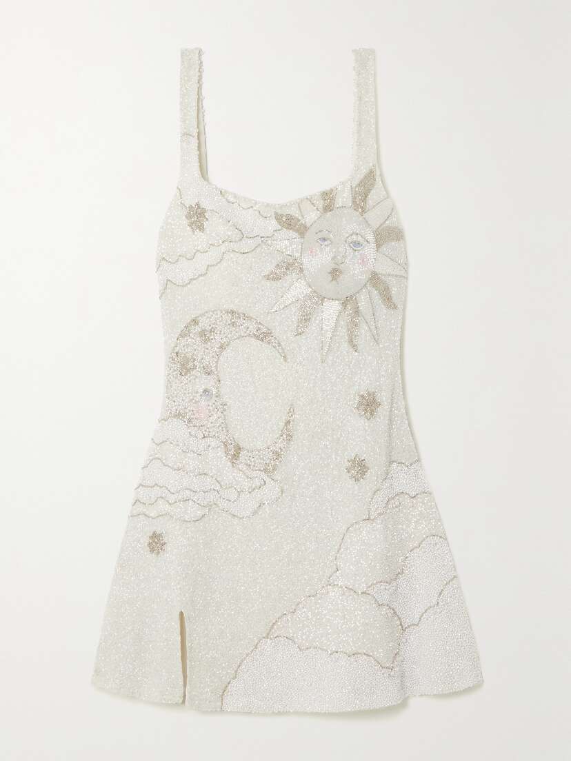 Clio Peppiatt Lucina Embellished Stretch-mesh Mini Dress