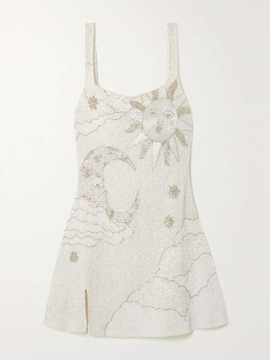 lucina embellished stretch-mesh mini dress