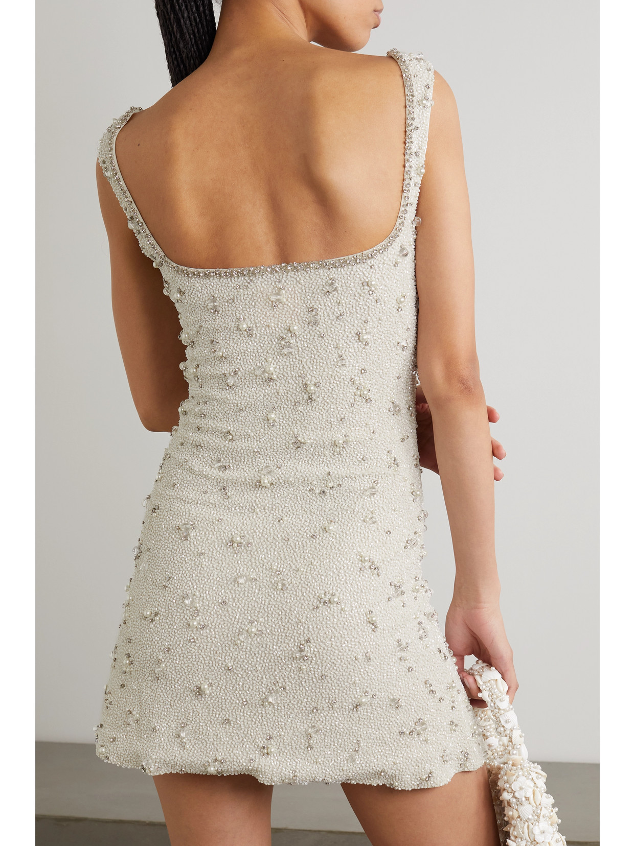 Clio Peppiatt Embellished Stretch-tulle Mini Dress In Ivory