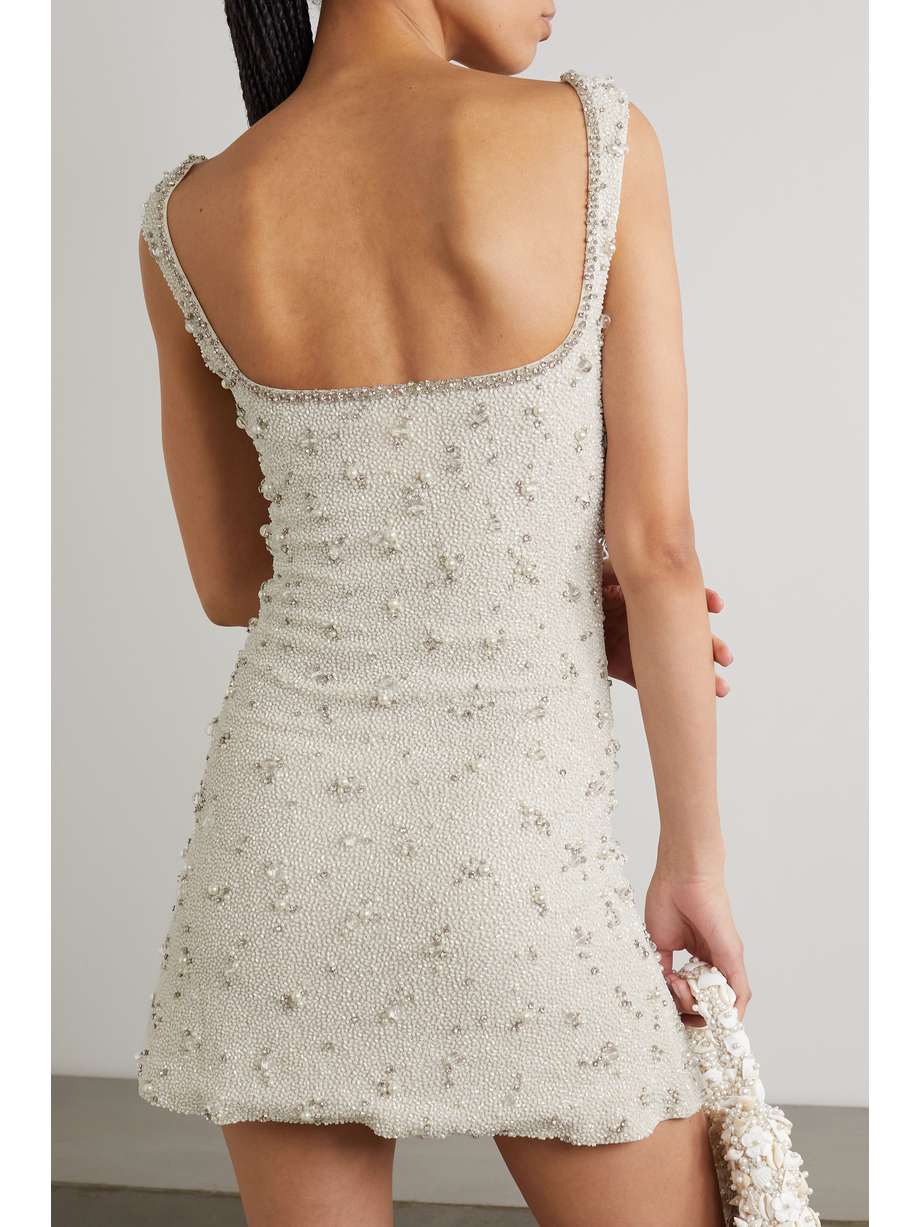 embellished stretch-tulle mini dress