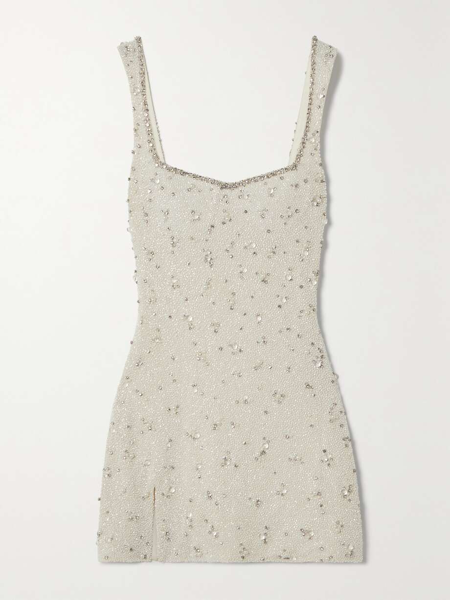 embellished stretch-tulle mini dress
