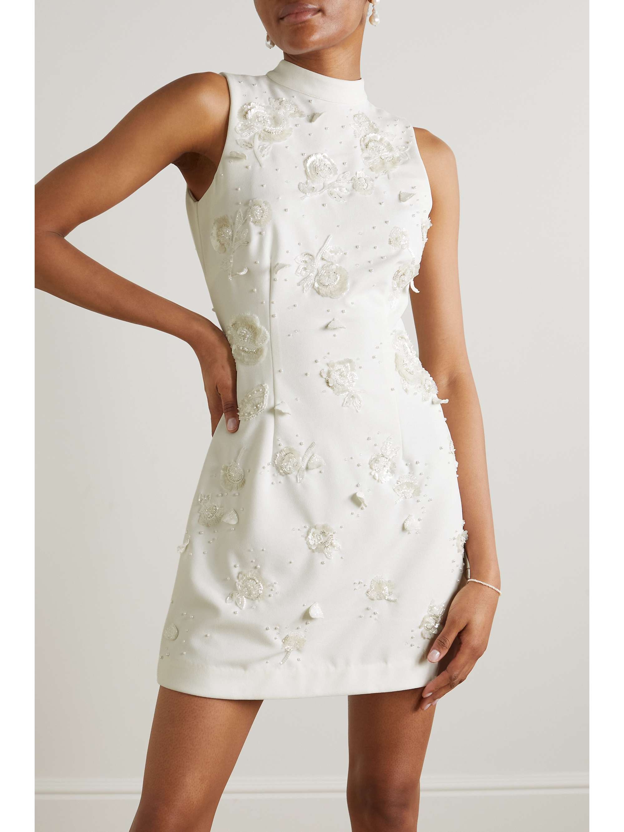 CLIO PEPPIATT Embellished stretch-crepe mini dress
