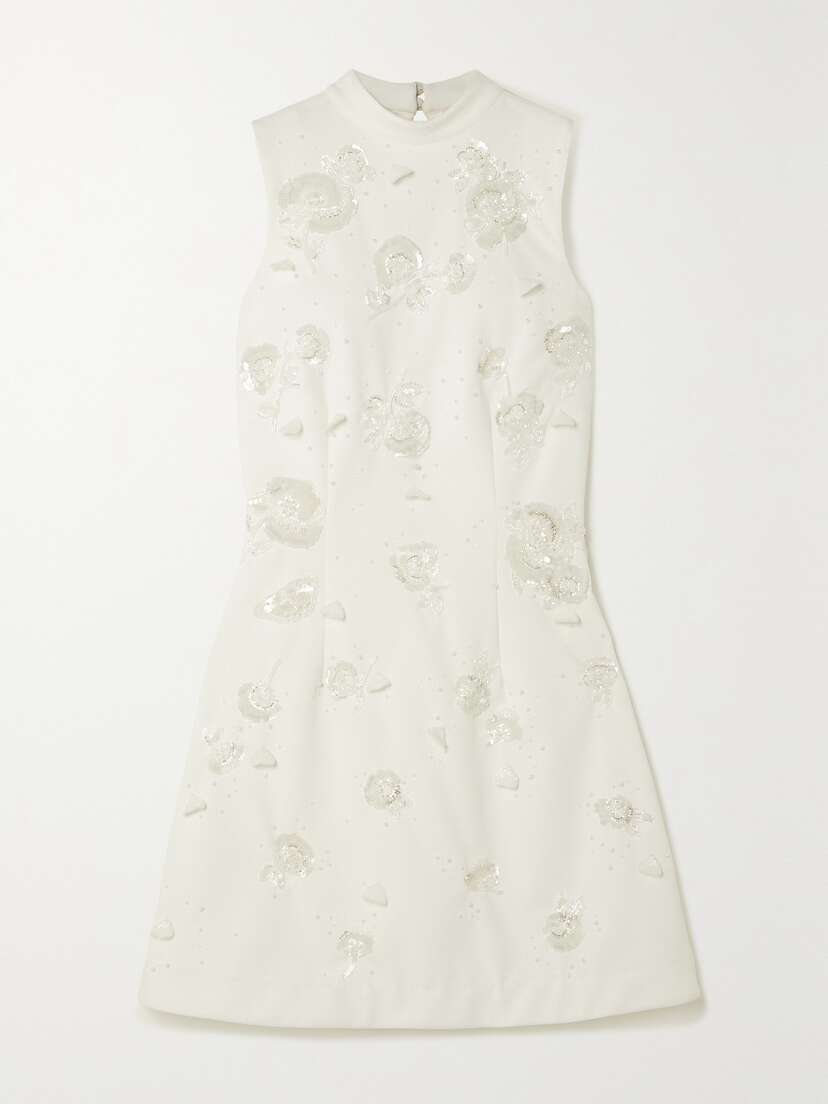 Clio Peppiatt Embellished Stretch-crepe Mini Dress