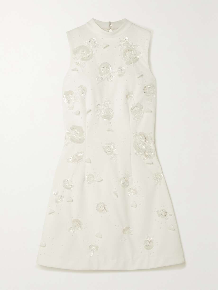 embellished stretch-crepe mini dress