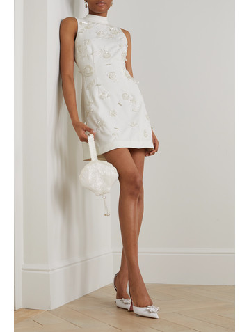 Clio Peppiatt Embellished stretch-crepe mini dress