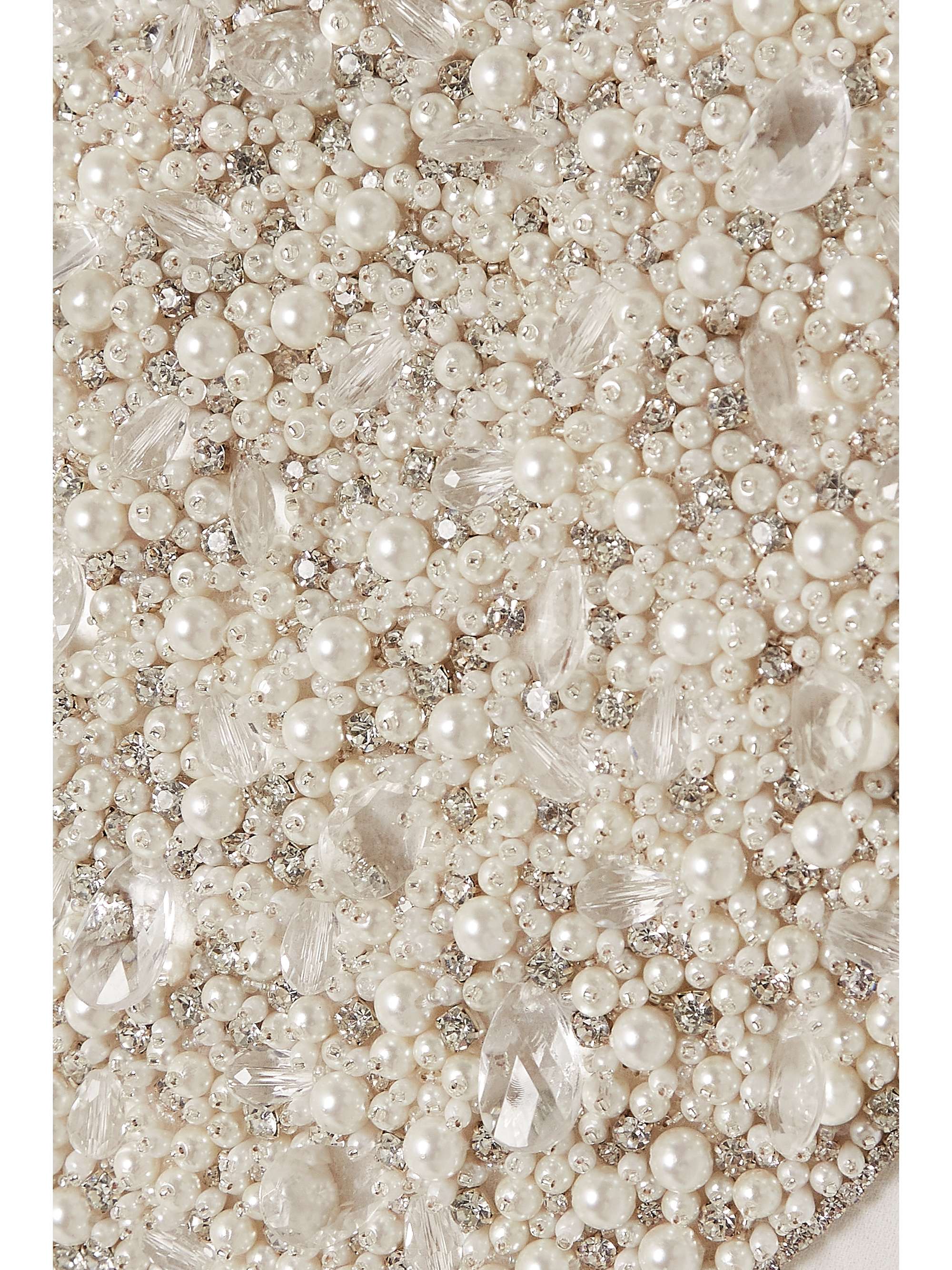 CLIO PEPPIATT Strapless embellished stretch-crepe bustier top