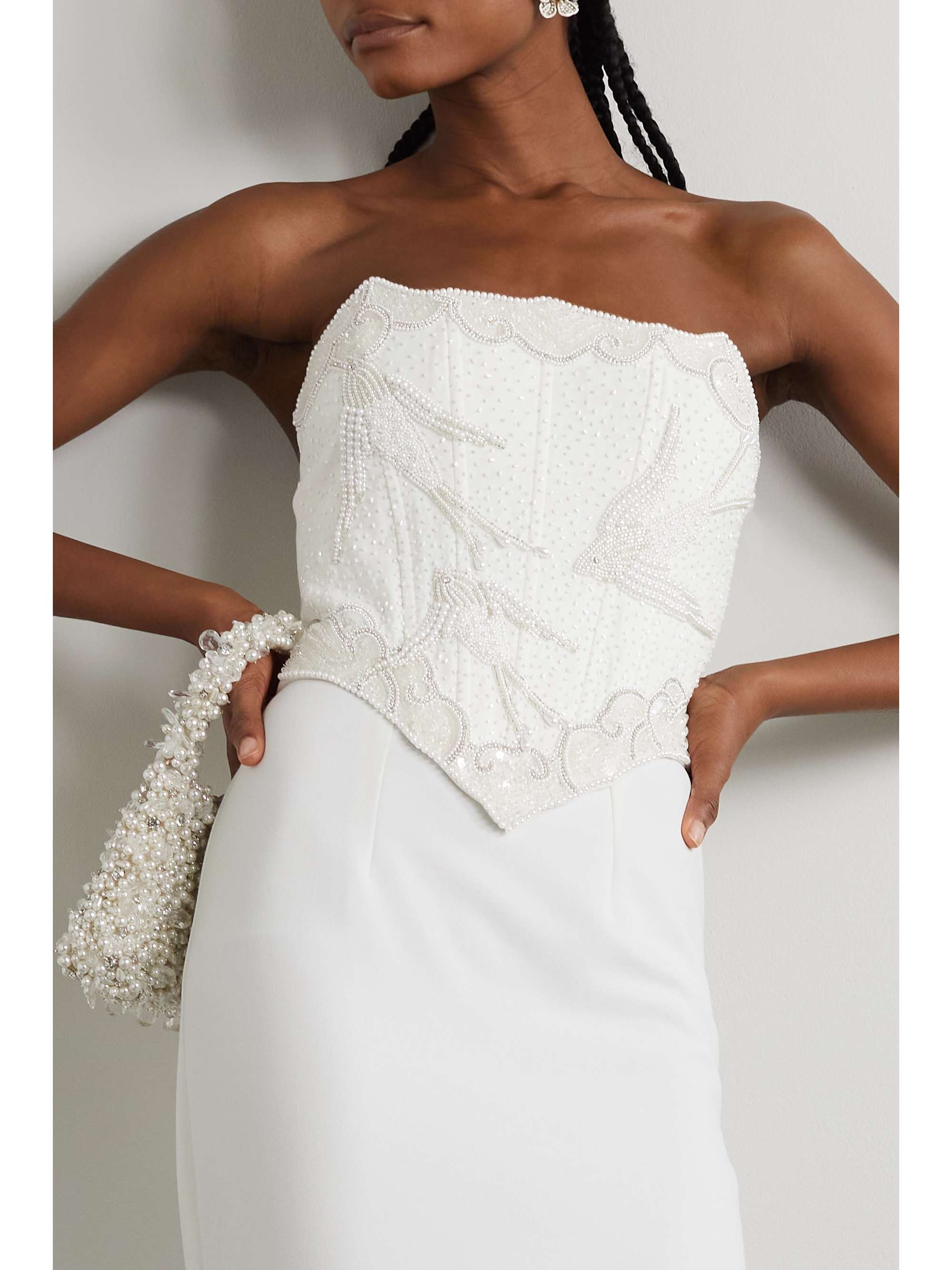 CLIO PEPPIATT Embellished crepe bustier top | NET-A-PORTER