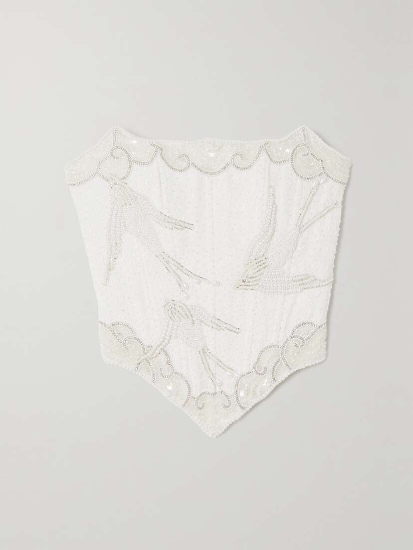 Clio Peppiatt Embellished Crepe Bustier Top