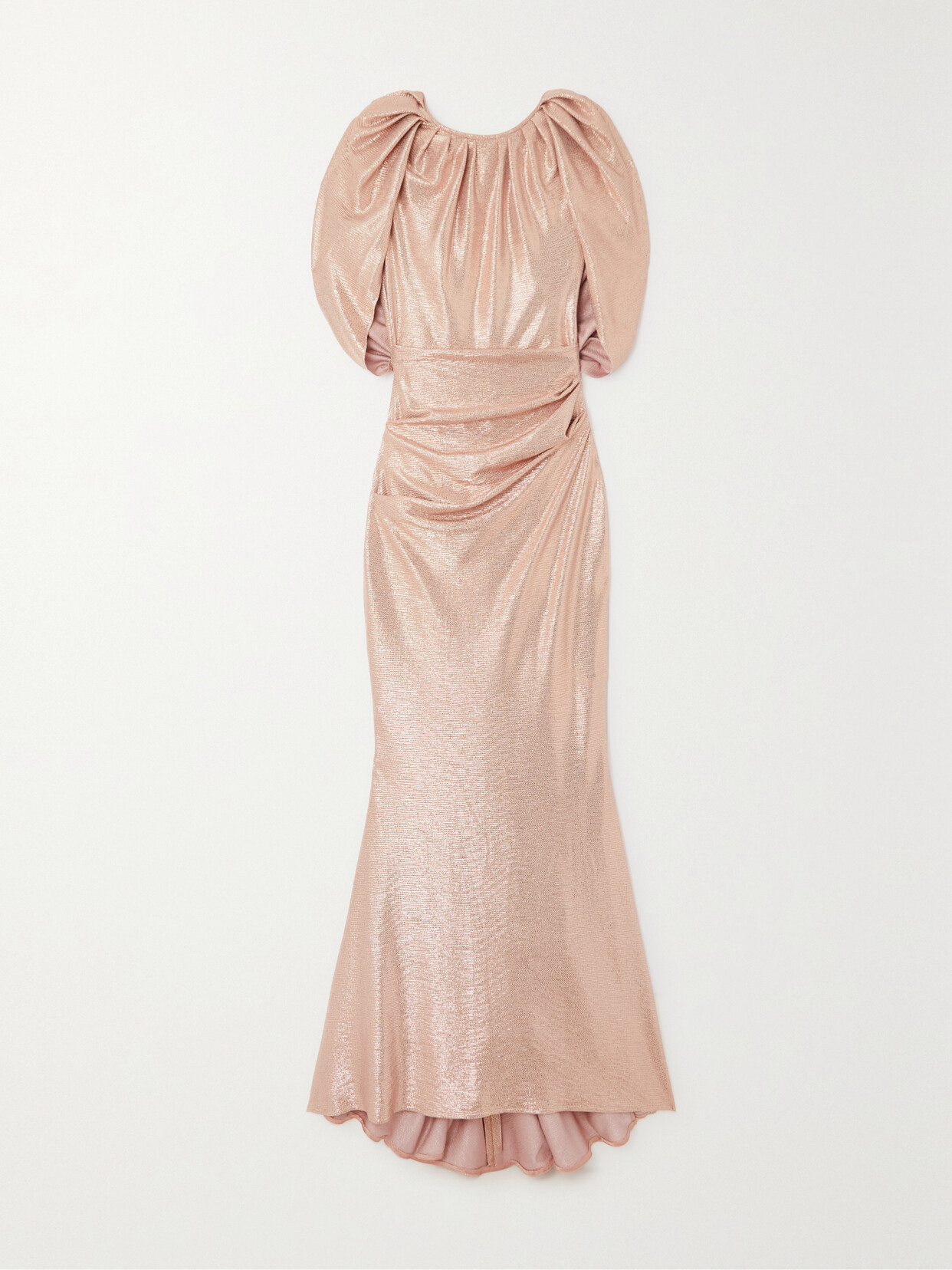 Talbot Runhof - Cape-effect Gathered Metallic Stretch-jersey Gown - Pink