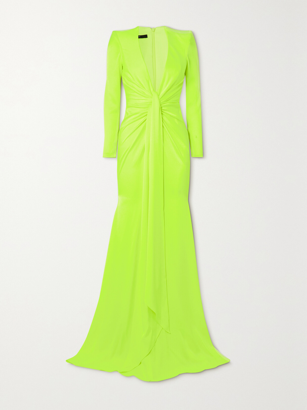 Alex Perry - Quinn Tie-front Neon Satin-crepe Gown - Yellow