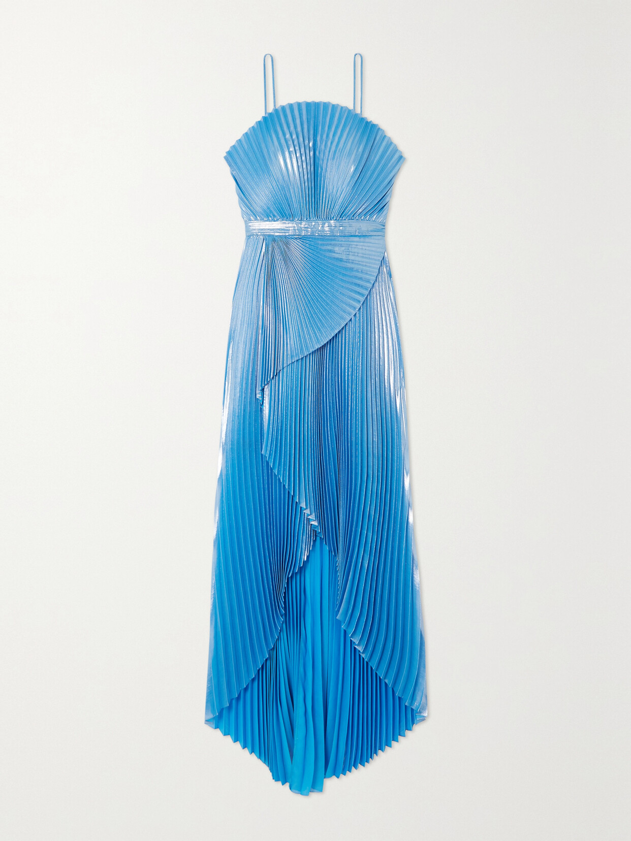 SemSem - + Net Sustain Capri Draped Plissé-lamé Gown - Blue