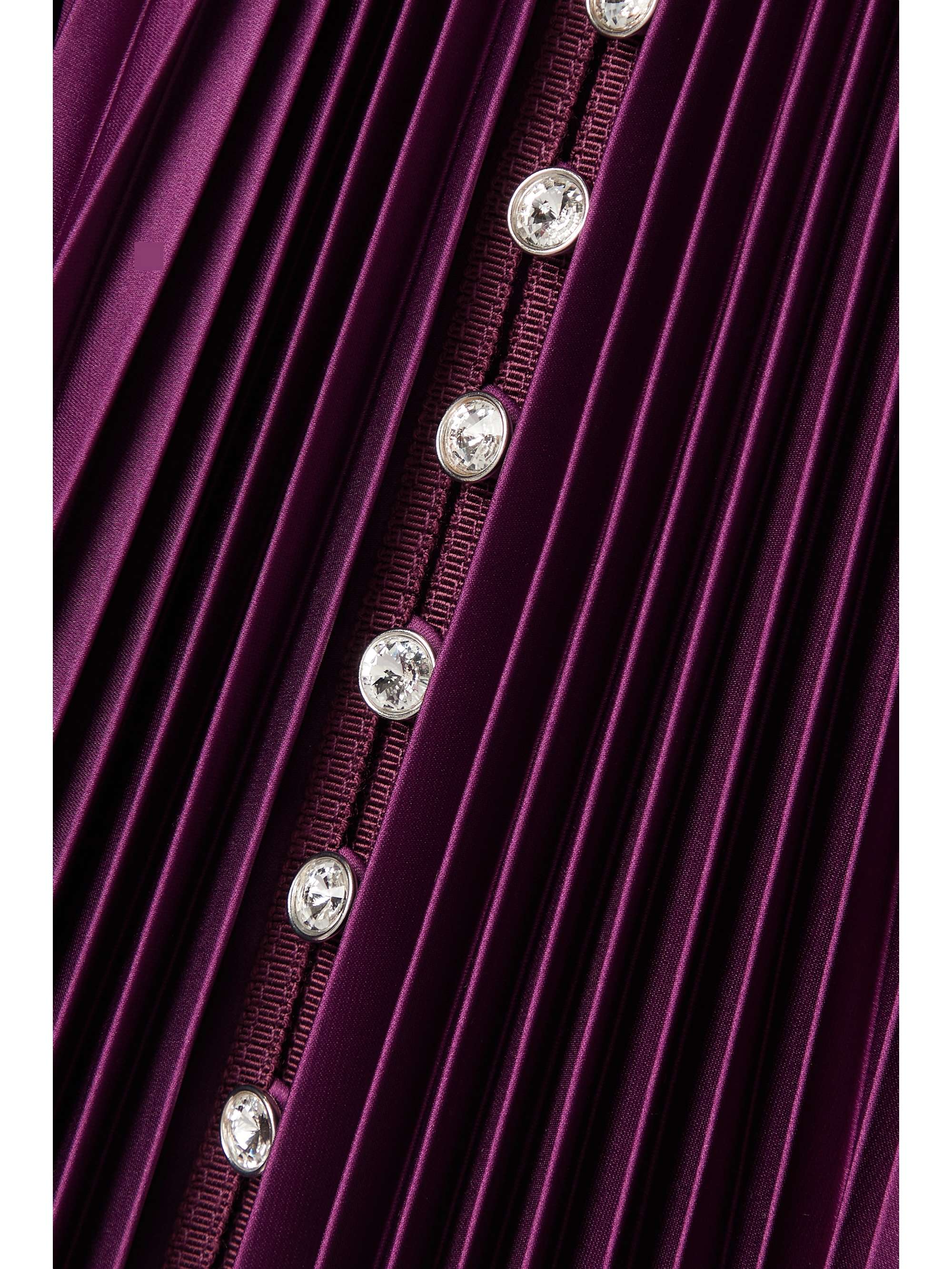 SEMSEM Crystal-embellished plissé-satin maxi dress