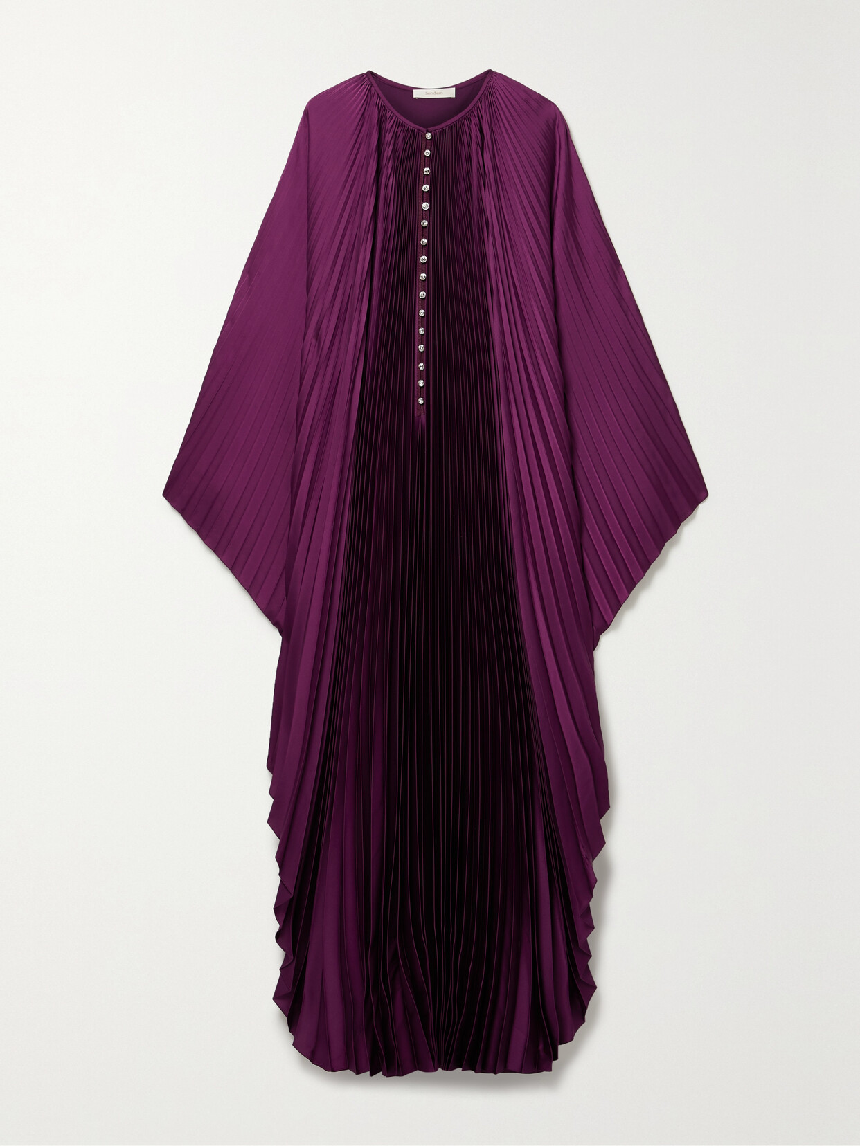 SemSem - Crystal-embellished Plissé-satin Maxi Dress - Purple