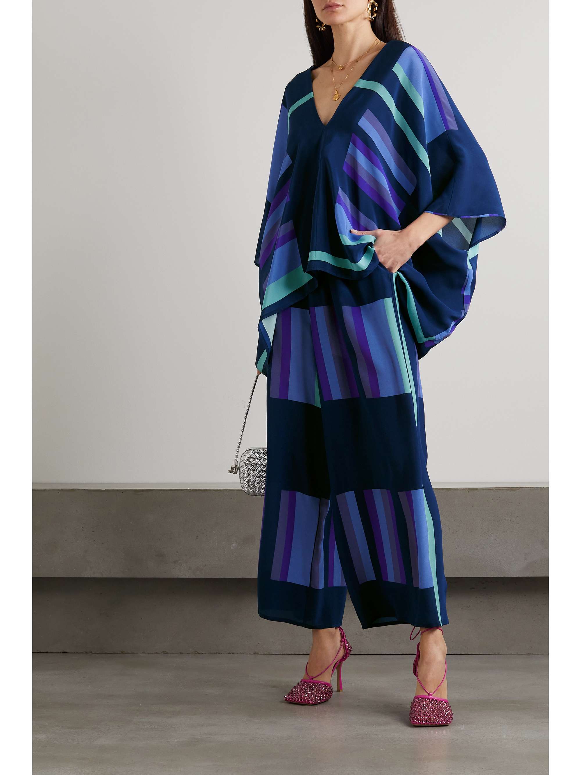 LOUISA PARRIS The Majorca printed silk crepe de chine top