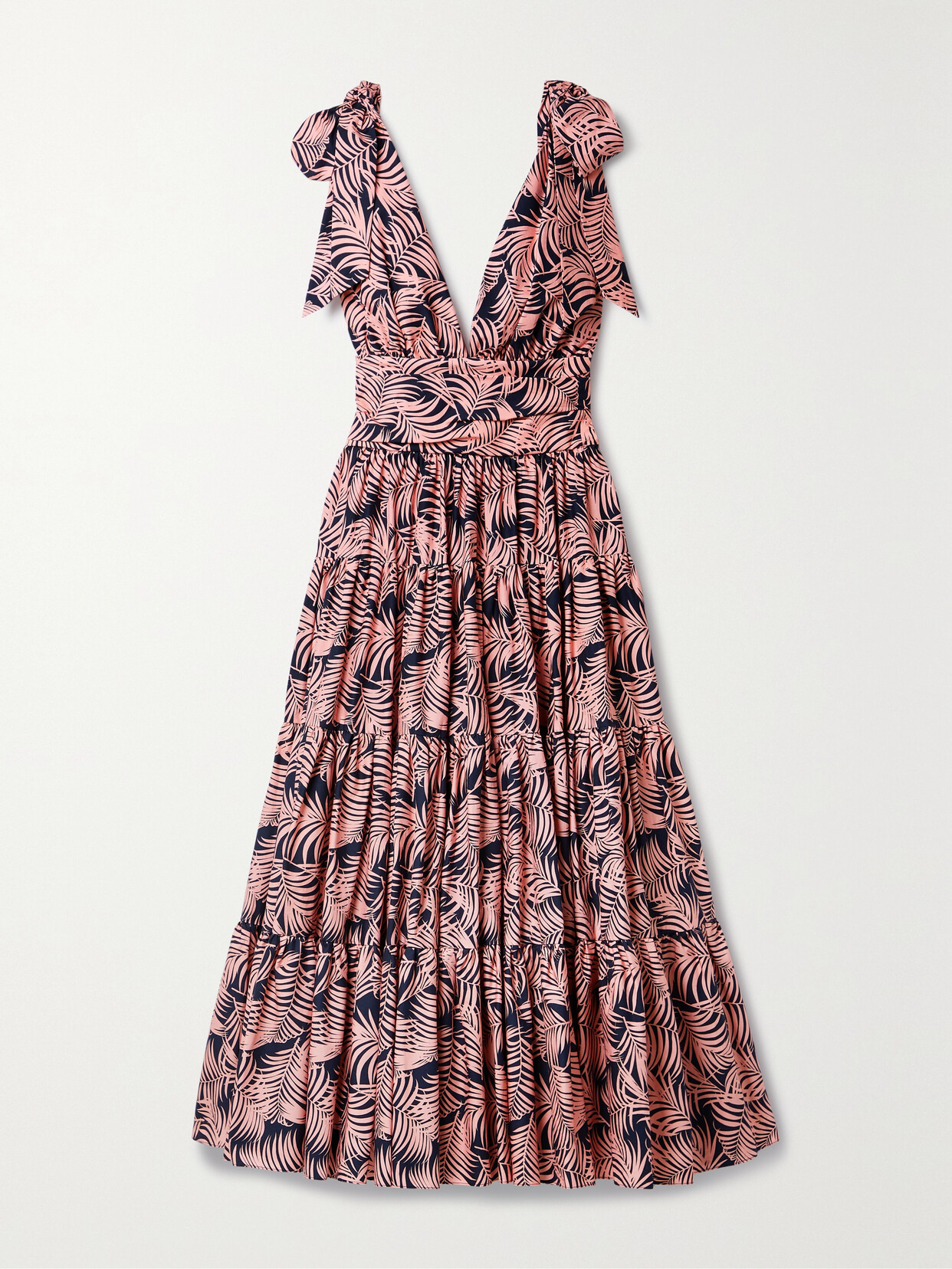 CAROLINA HERRERA TIERED PRINTED COTTON-BLEND POPLIN MIDI DRESS