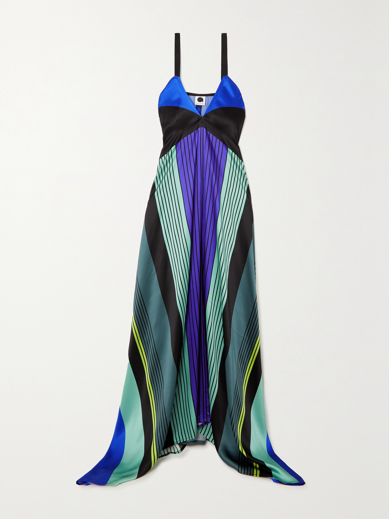 Louisa Parris + Net Sustain Joan Poiret Tie-detailed Printed Silk-satin Maxi Dress - Blue