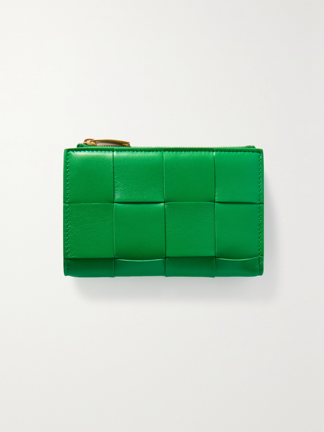 Bottega Veneta Cassette Intrecciato Leather Wallet In Green