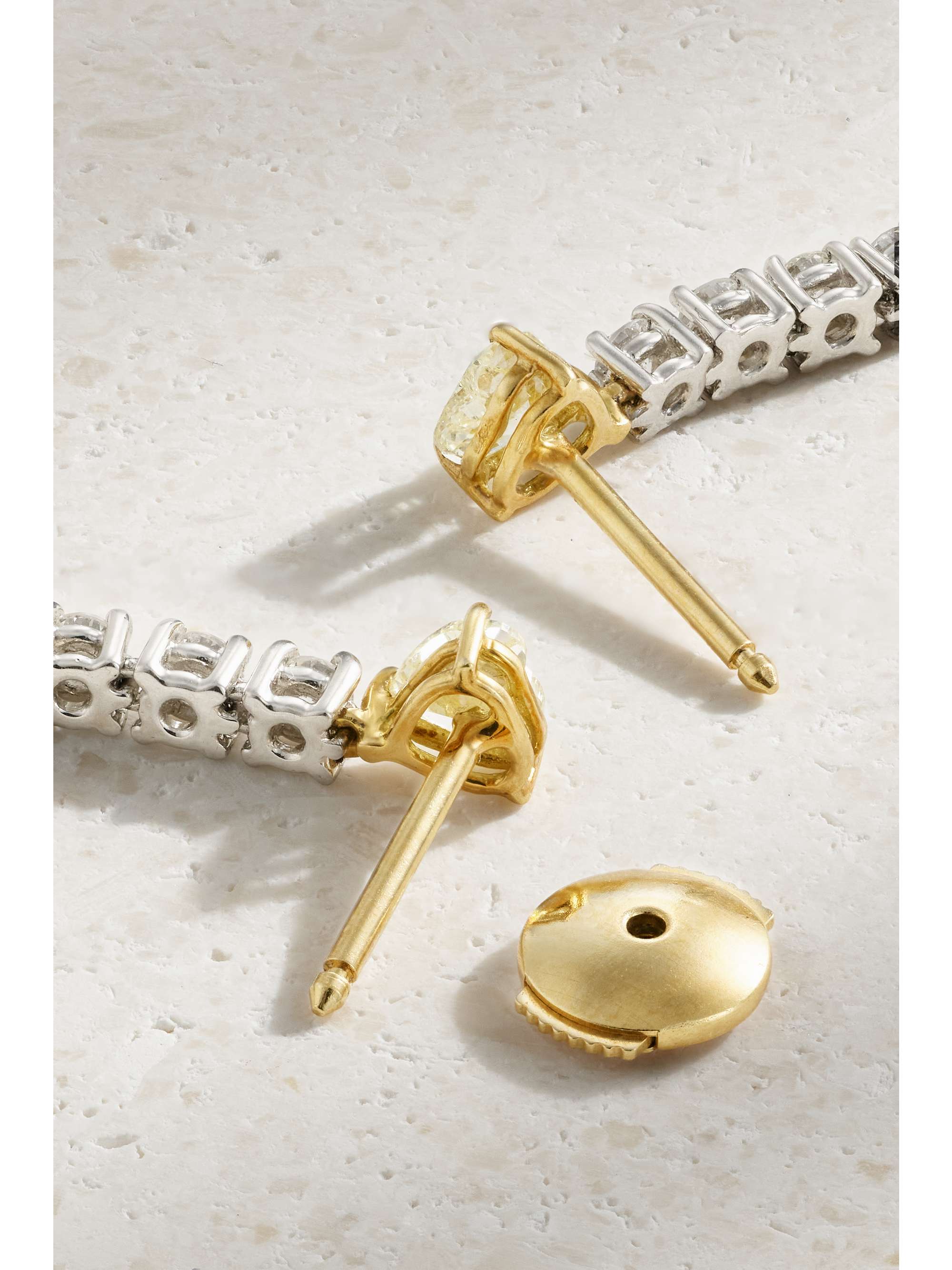BAYCO Platinum, 18-karat gold, yellow and white diamond earrings