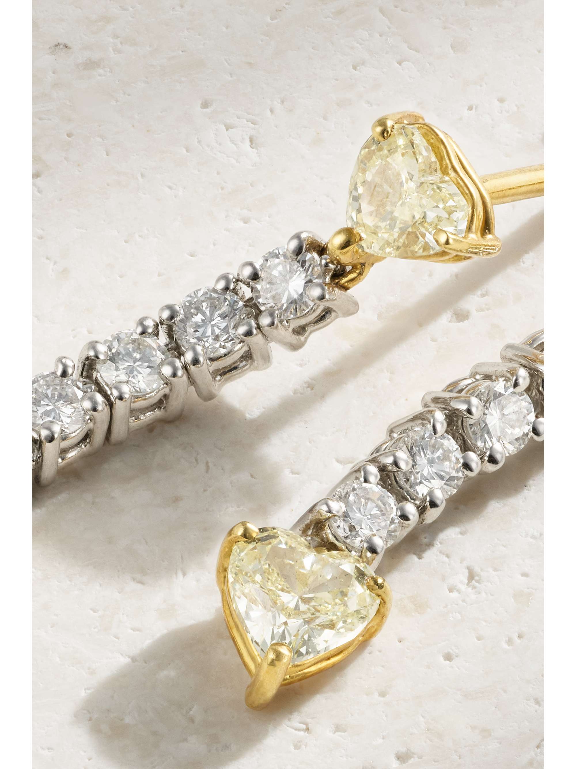 BAYCO Platinum, 18-karat gold, yellow and white diamond earrings