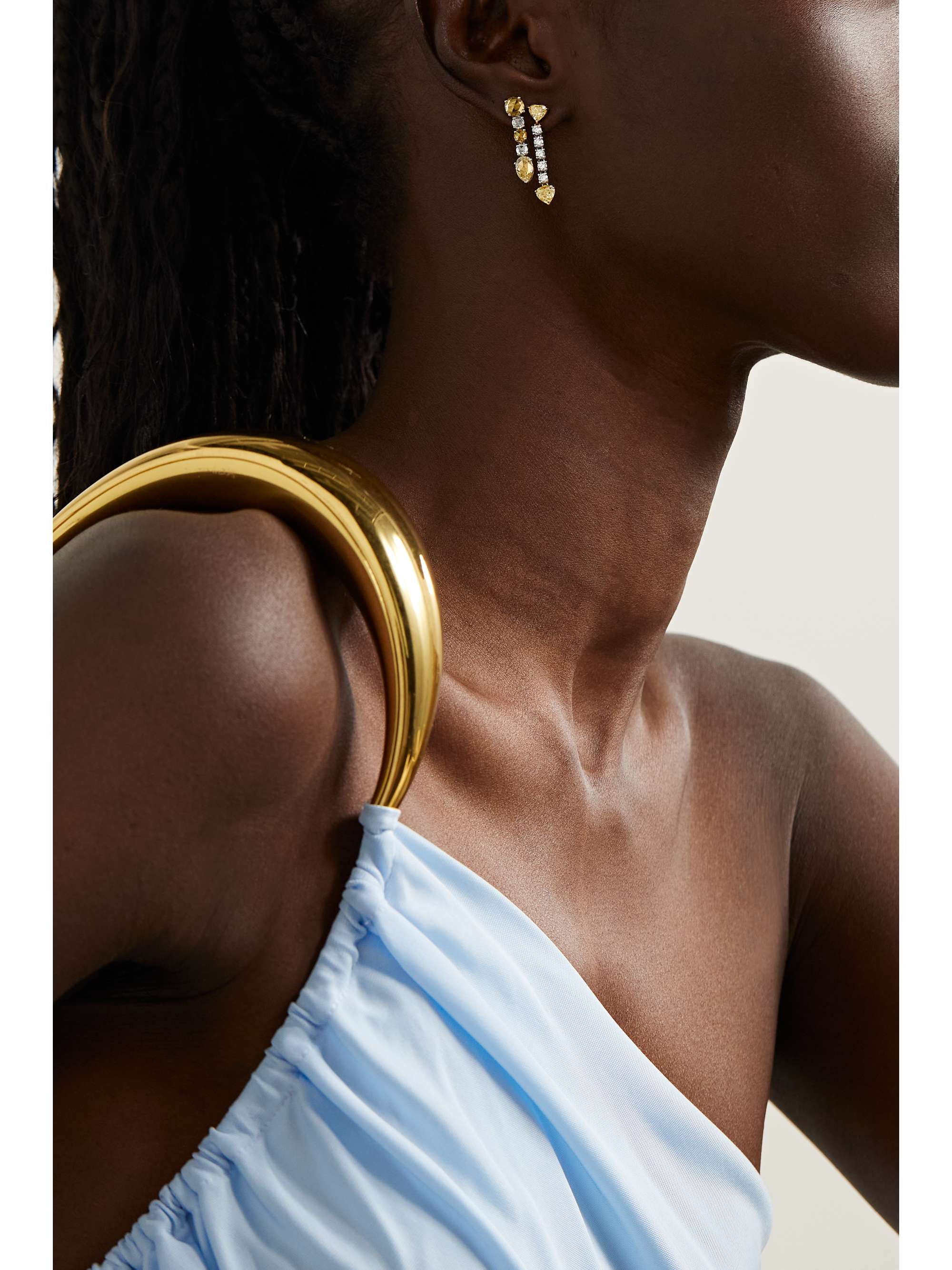 BAYCO Platinum, 18-karat gold, yellow and white diamond earrings