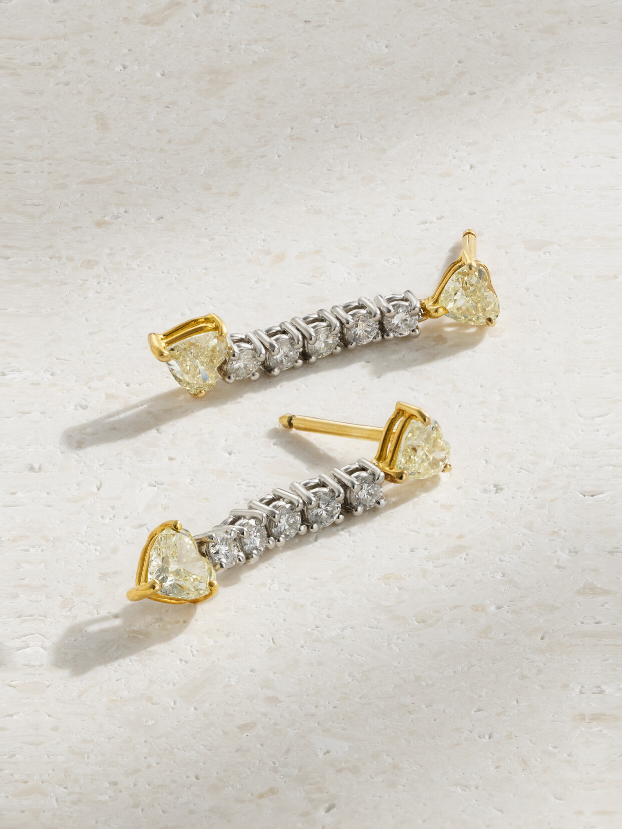 Bayco - Platinum, 18-karat Gold, Yellow And White Diamond Earrings - one size