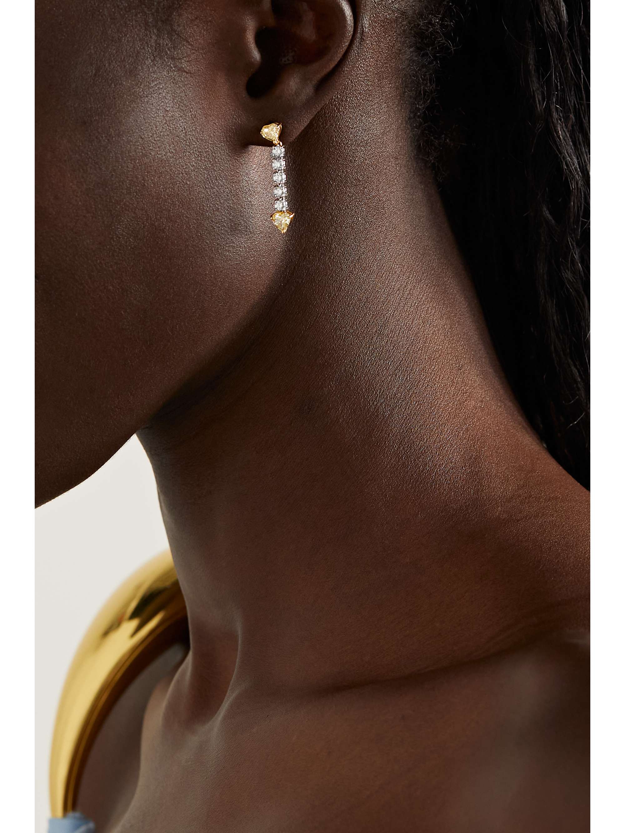BAYCO Platinum, 18-karat gold, yellow and white diamond earrings