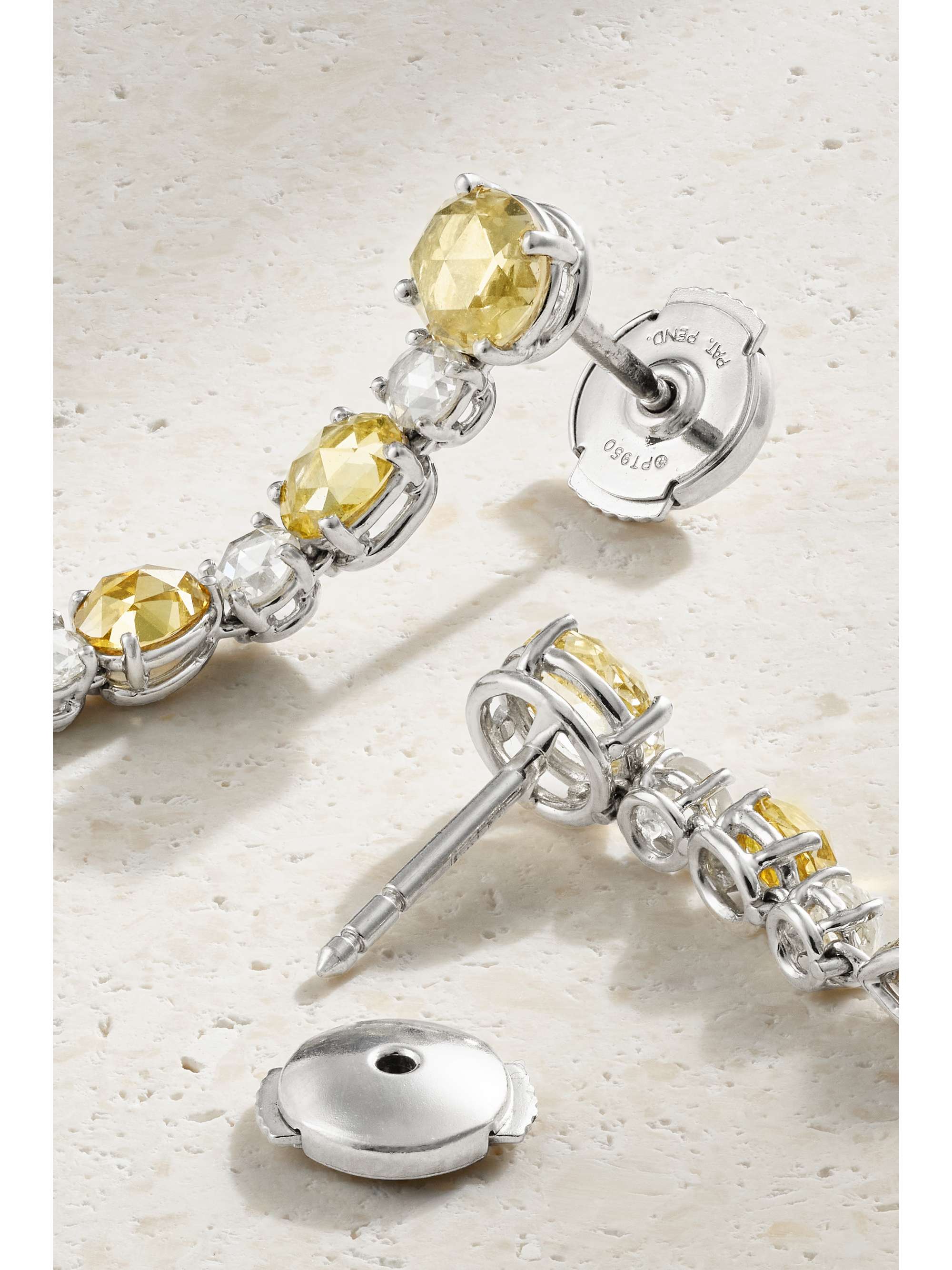 BAYCO Platinum yellow and white diamond earrings