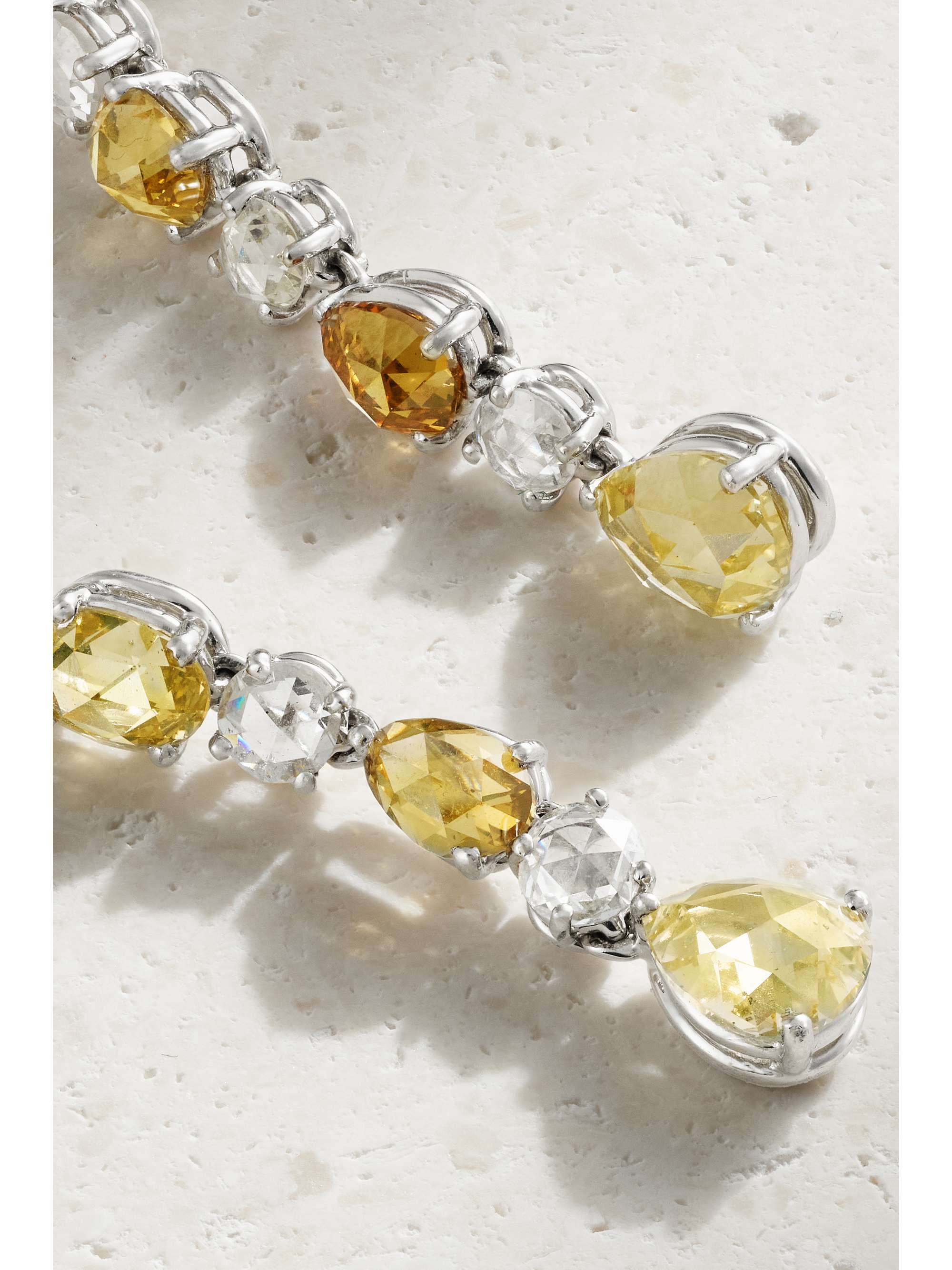 BAYCO Platinum yellow and white diamond earrings