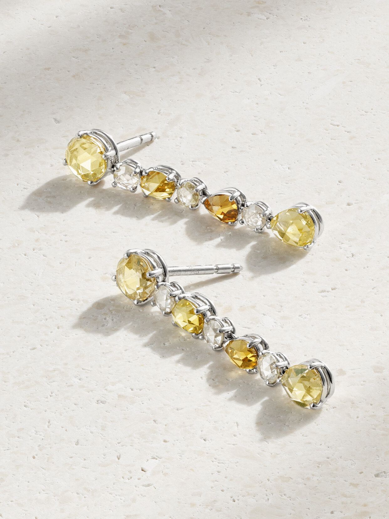 Bayco Platinum Yellow And White Diamond Earrings In Gold