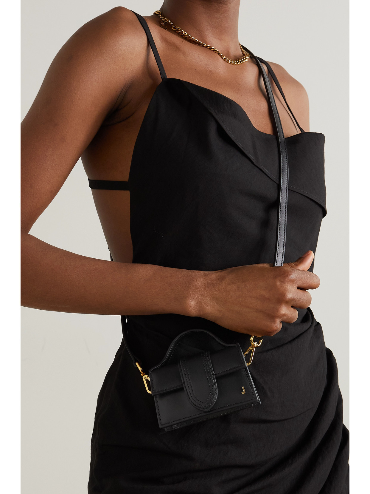 Shop Jacquemus Le Petit Bambino Leather Tote In Black